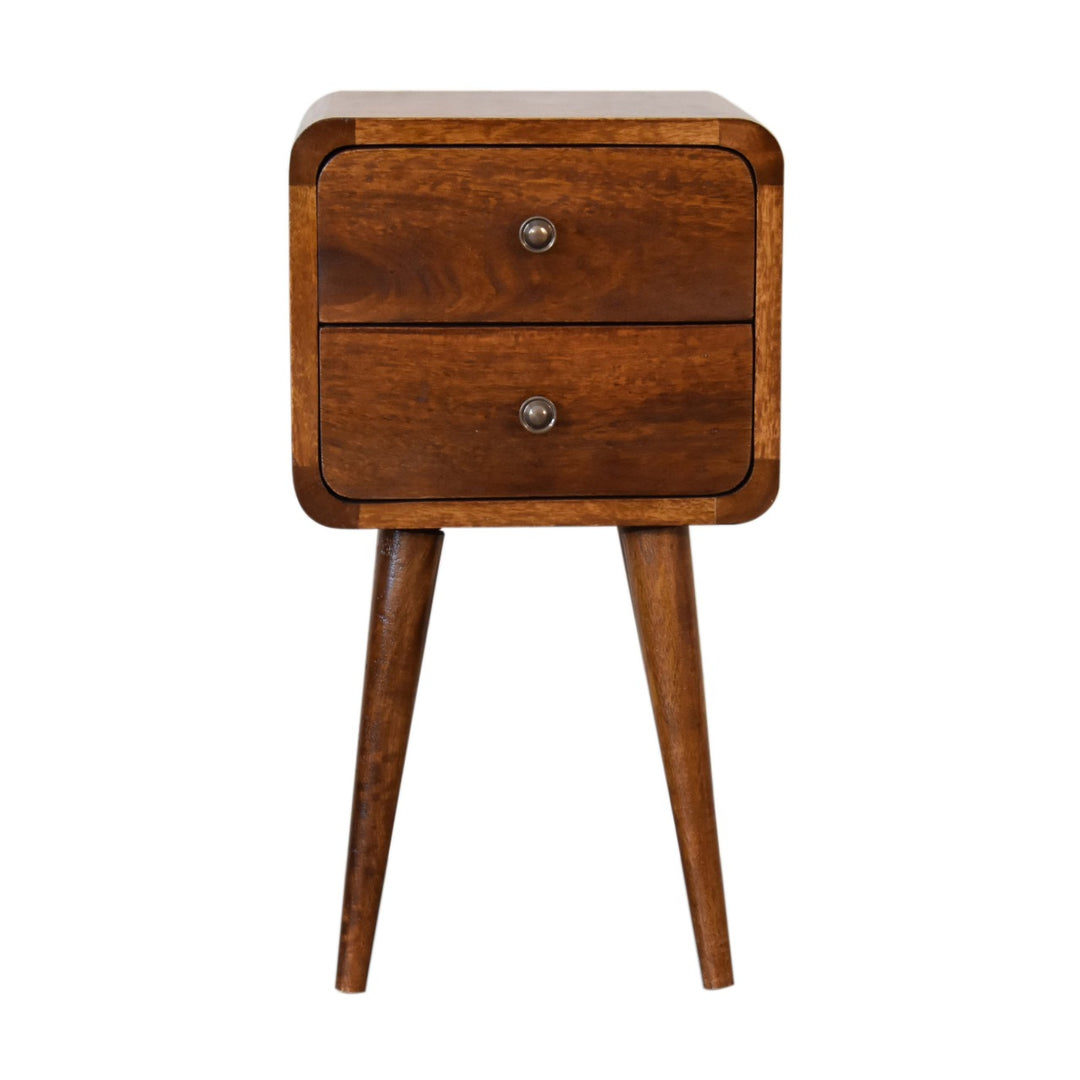 Mini Chestnut Curved Bedside - TidySpaces
