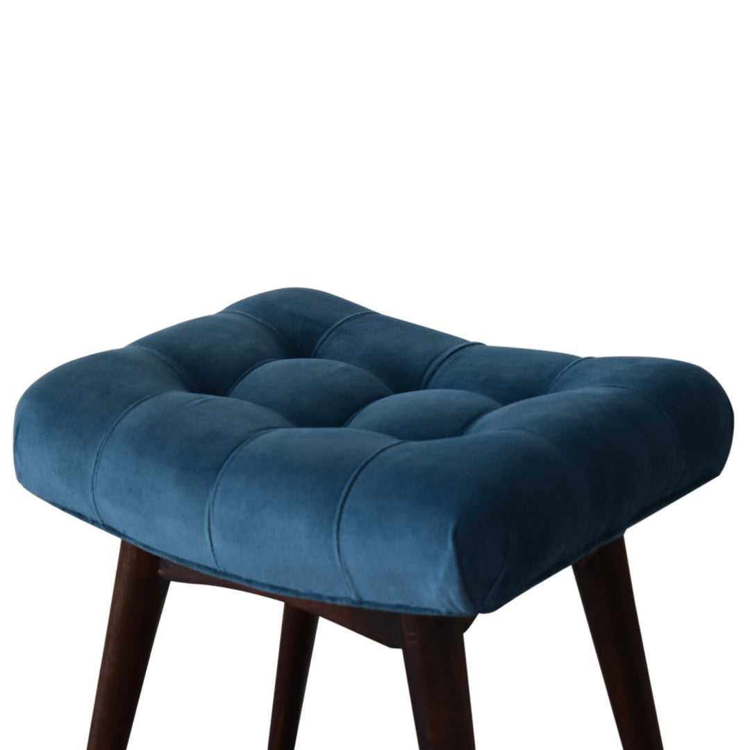 Mini Teal Velvet Curved Bench - TidySpaces