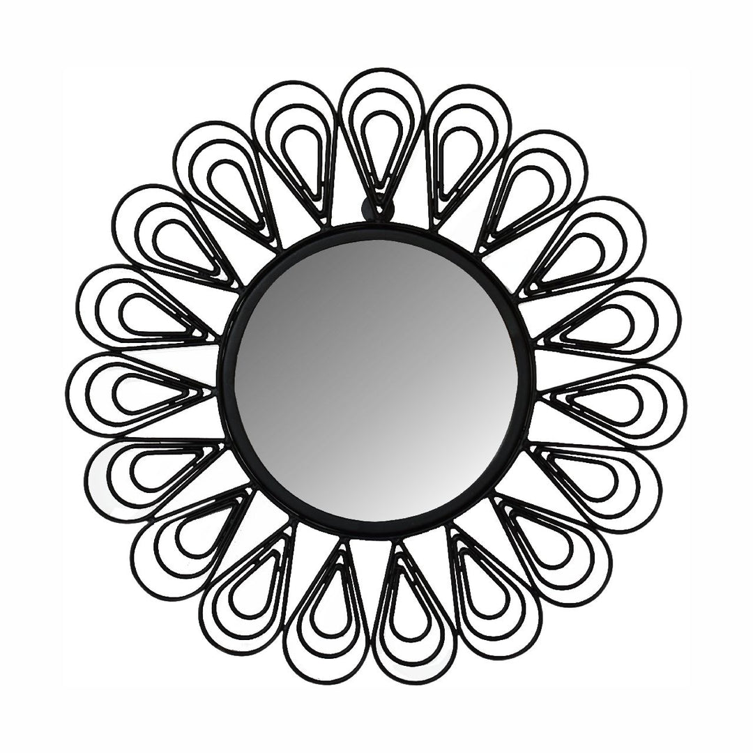 Black Coated Wired Flower Mirror - TidySpaces