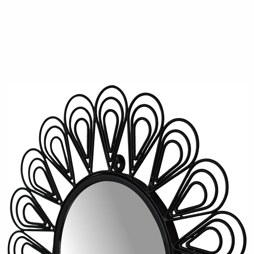 Black Coated Wired Flower Mirror - TidySpaces