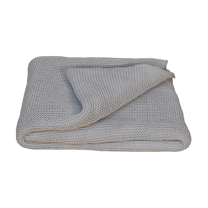 Double Blue Knit Throw - TidySpaces