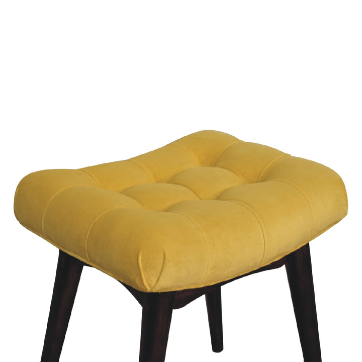 Mini Mustard Velvet Curved Bench - TidySpaces