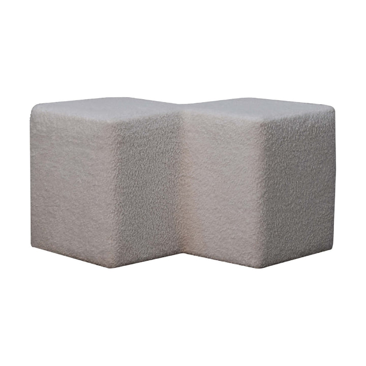 White Boucle Twin Footstool - TidySpaces