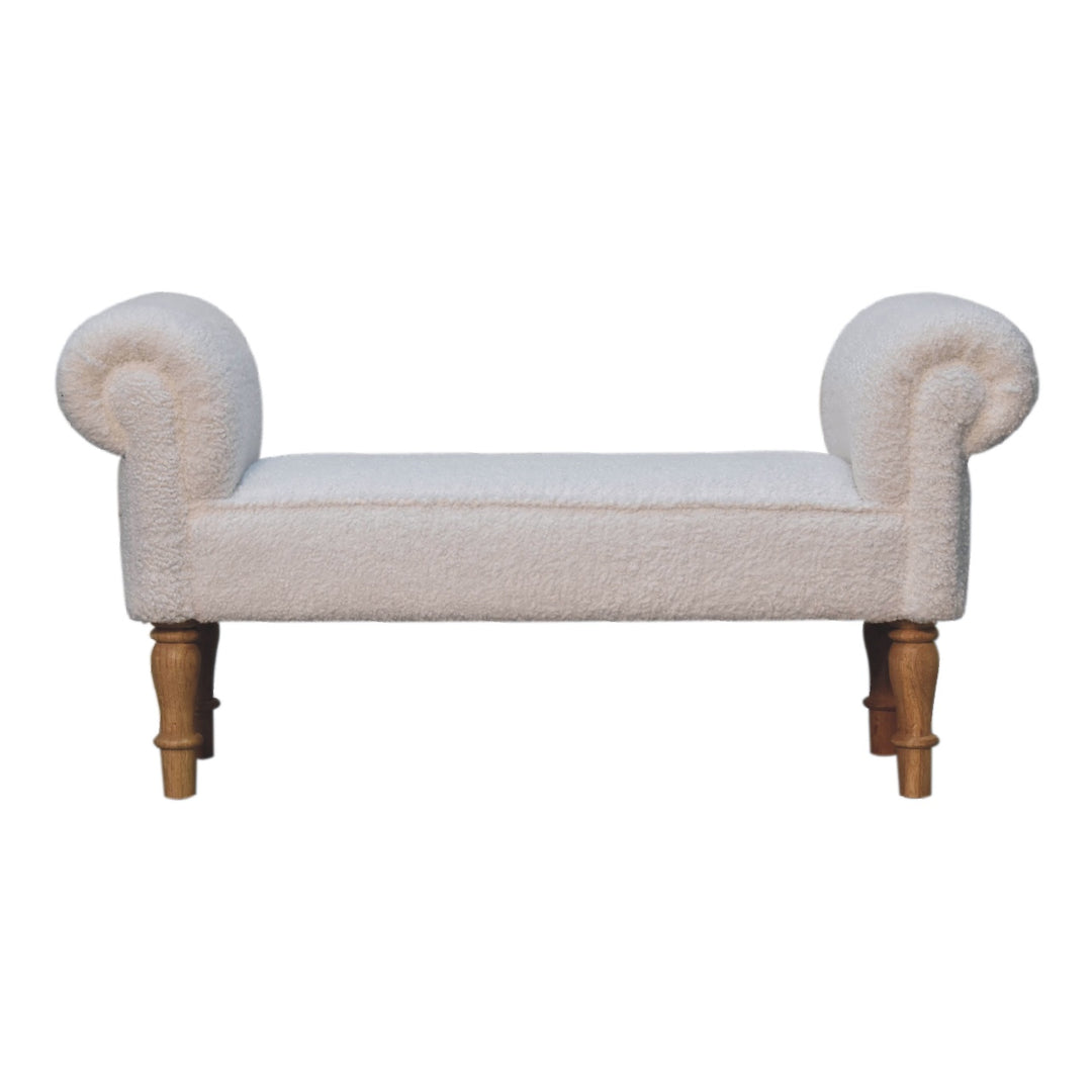 White Boucle Bedroom Bench - TidySpaces
