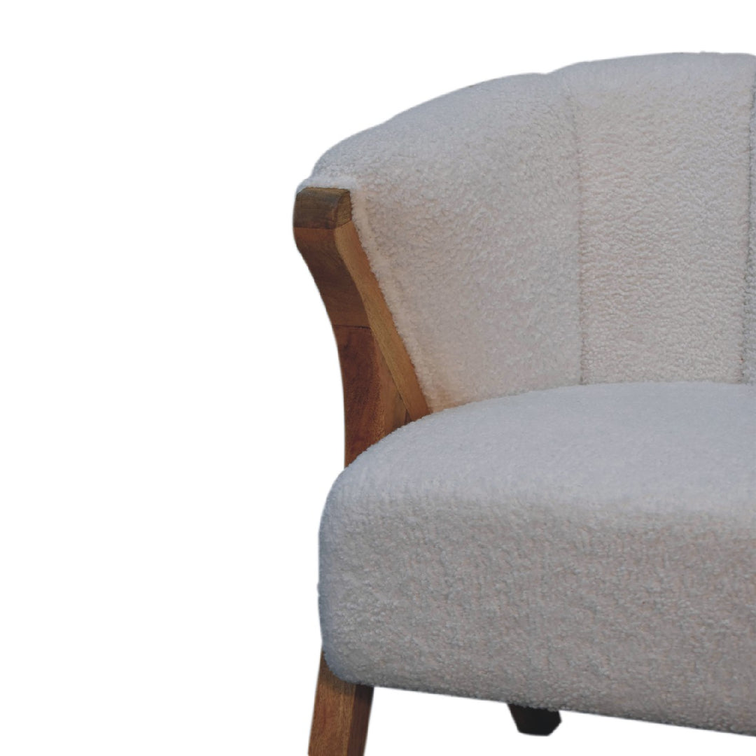 White Boucle Minimalistic Chair - TidySpaces