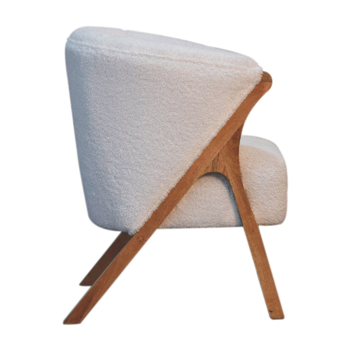 White Boucle Minimalistic Chair - TidySpaces