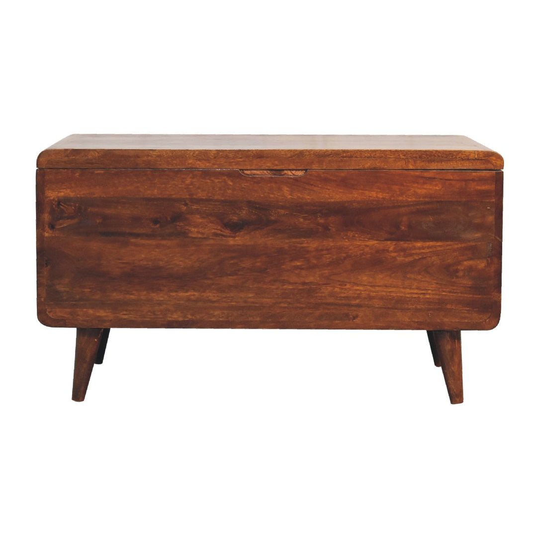 Curved Chestnut Blanket Box - TidySpaces