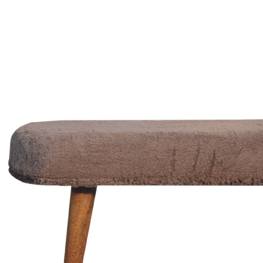 Mocha Faux Fur Fabric Bench - TidySpaces