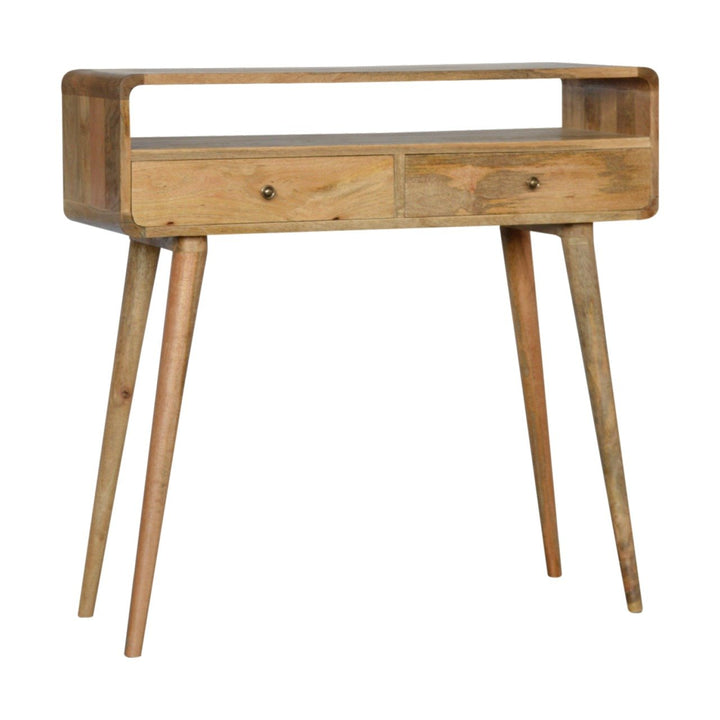 Curved Oak-ish Console Table - TidySpaces